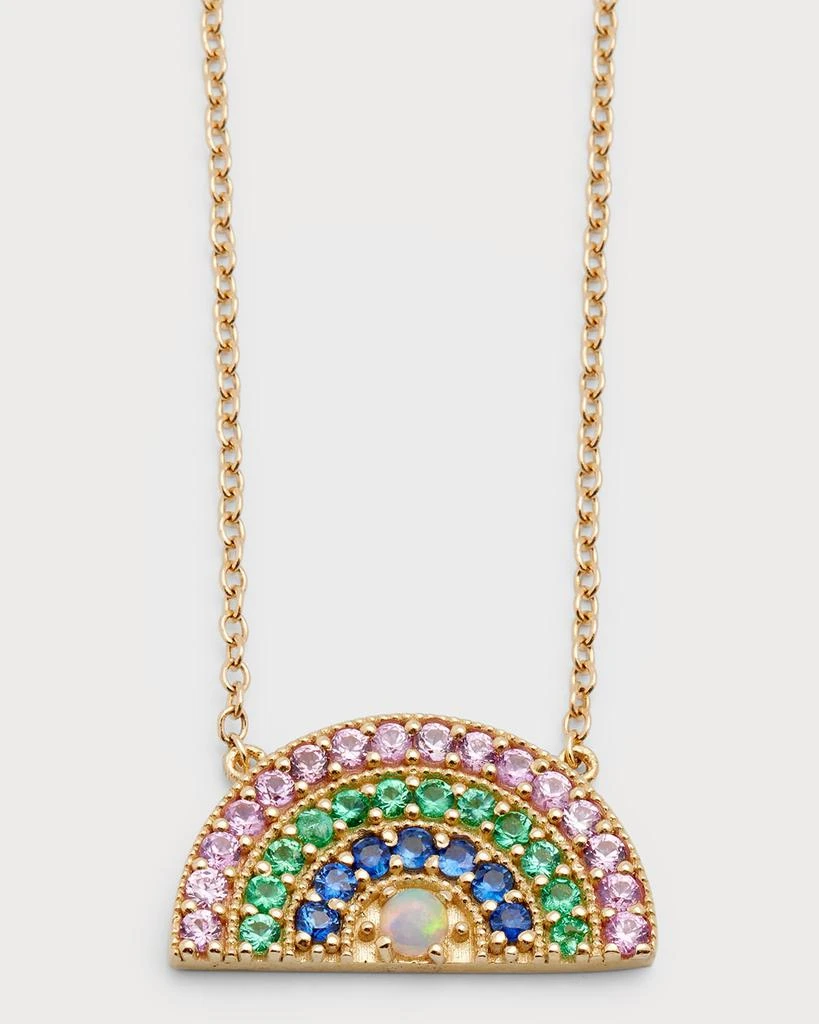 Andrea Fohrman Perfect Sapphire Emerald Rainbow Necklace with Center Opal