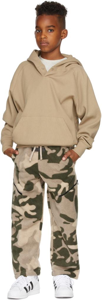 Essentials Kids Tan Waffle Henley Hoodie