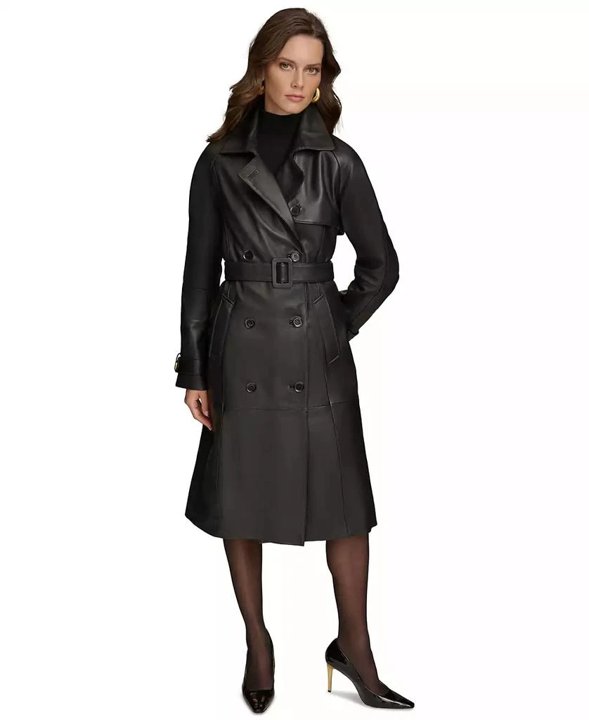 Donna Karan Women's Belted Leather Trench Coat 1