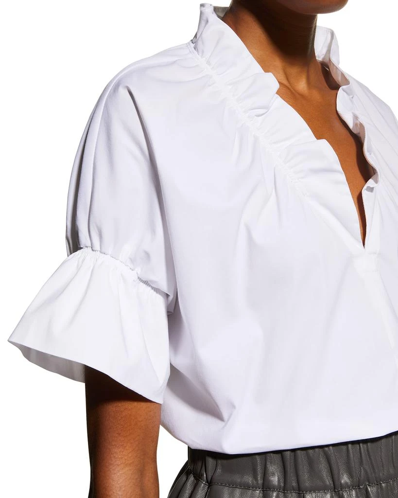 Finley Crosby Flounce Neck & Sleeve Silky Poplin Shirt 5
