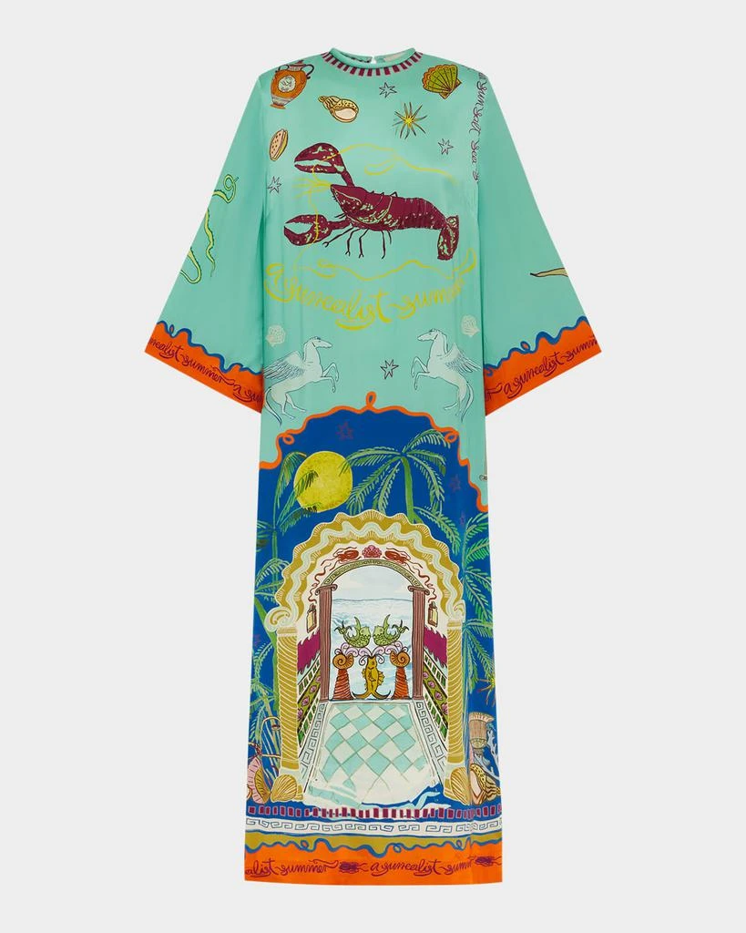 knee length dresses for ladies Alemais Women's Surrealist Summer Midi Silk Dress – Saint Bernard main image 0