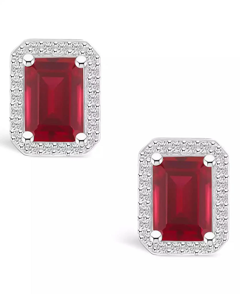 Macy
s Lab Grown Ruby (2-2/5 ct. t.w.) and Lab Grown Sapphire (1/4 ct. t.w.) Halo Studs in 10K White Gold 3