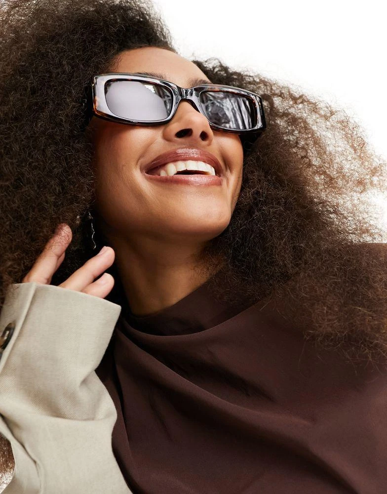 & Other Stories & Other Stories rectangle sunglasses in brown tortoise shell 3