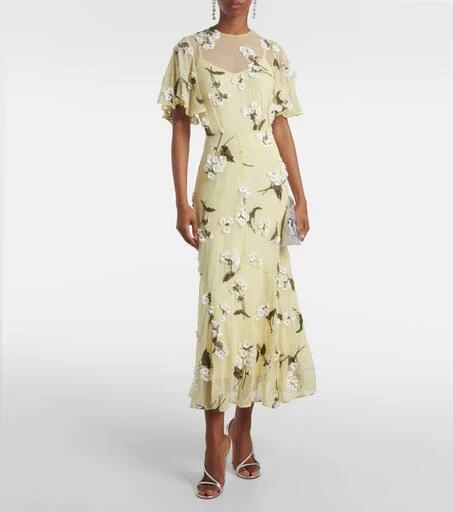 Erdem Floral-appliqué georgette cocktail dress 2