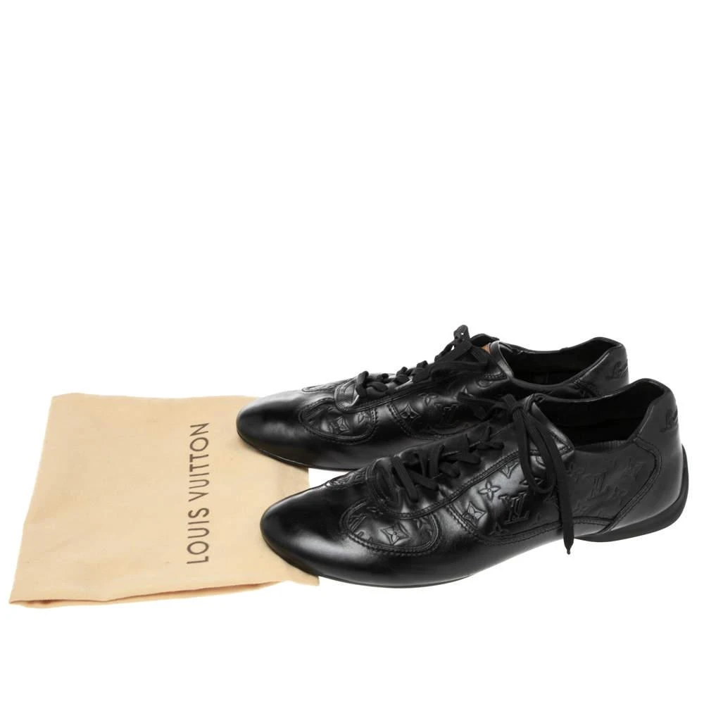 Louis Vuitton Louis Vuitton Black Monogram Embossed Leather Lace Up Sneakers Size 44.5 9