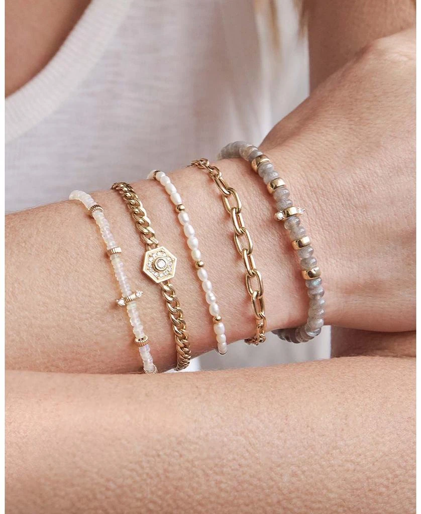 Zoe Chicco 14k Yellow Gold Cultured Pearl Bead 
Diamond Charm Bracelet 3