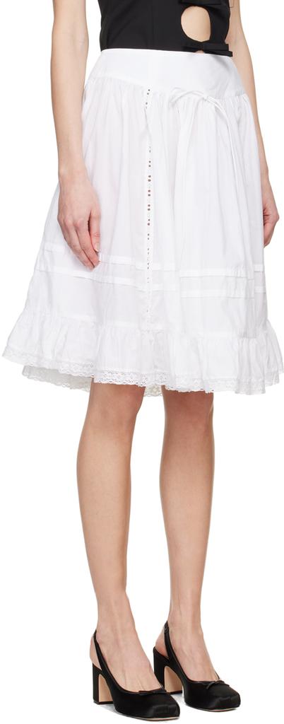 Sandy Liang White Calico Midi Skirt