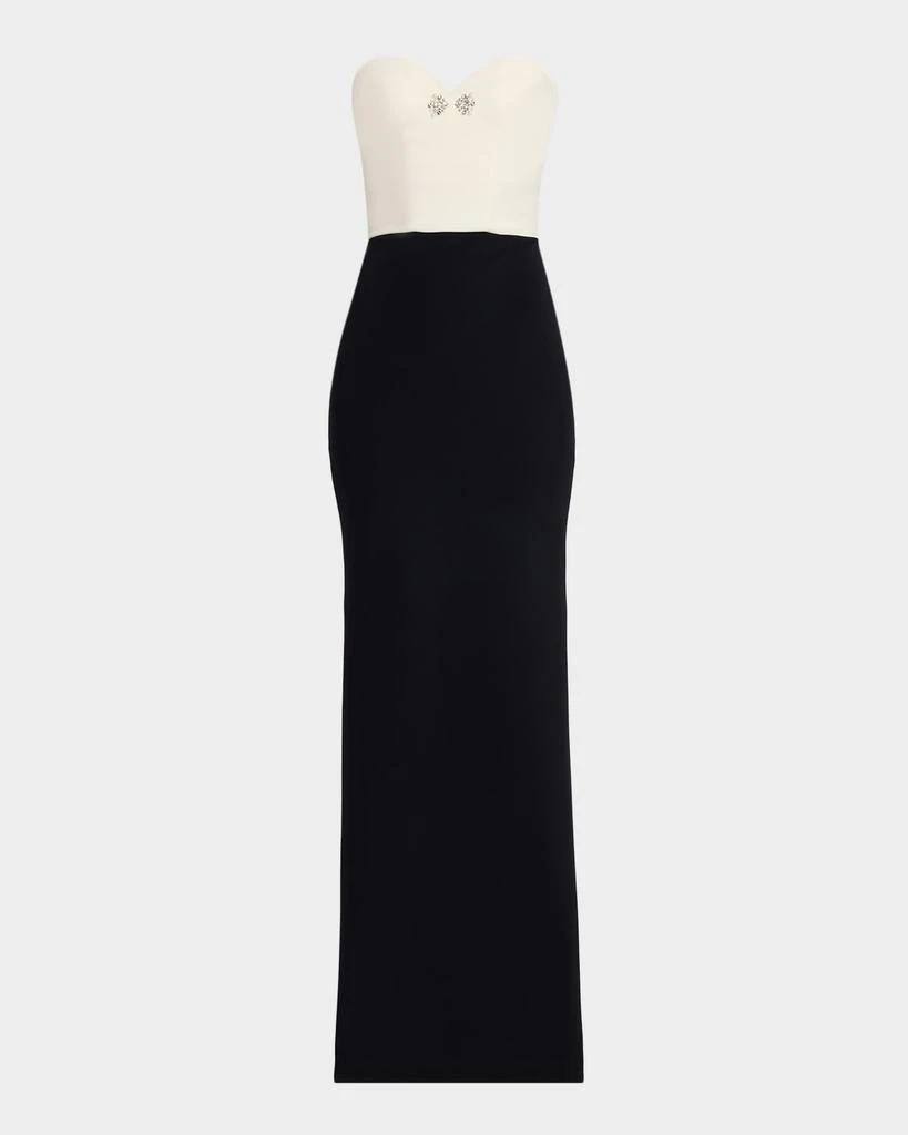 Chiara Boni Renta Strapless Two-Tone Column Gown
