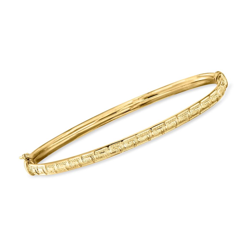 Ross-Simons Italian 14kt Yellow Gold Greek Key Oval Bangle Bracelet