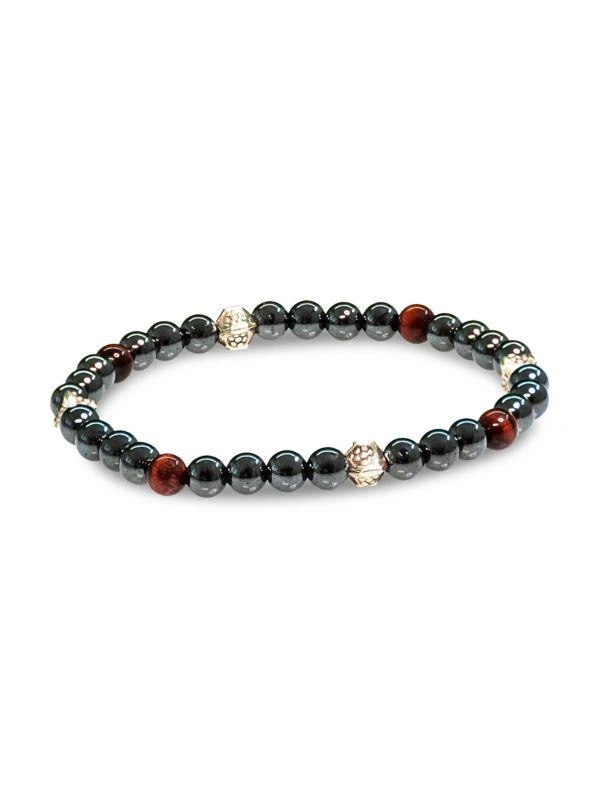 Jean Claude Sterling Silver, Hematite & Red Tiger Eye Bead Bracelet 1