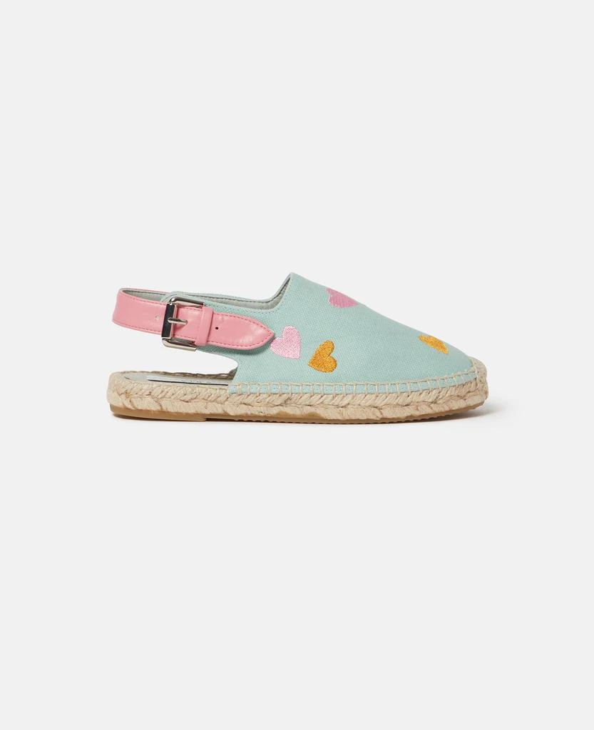 Stella McCartney Stella McCartney - Heart-Embroidered Canvas Espadrilles, Woman, Green, Size: 32 1