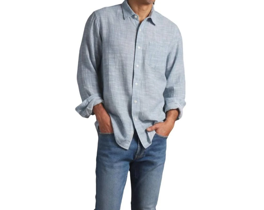 Grayers Madras Cottage Loom Shirt In Blue Chambray Stripe 1