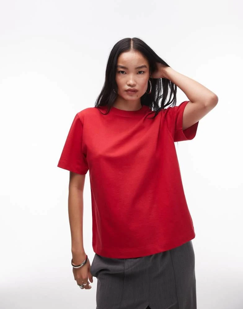 Topshop Topshop premium basic short sleeve tee in red 1