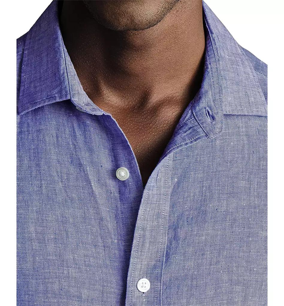 Charles Tyrwhitt Men's Slim Fit Long Sleeve Linen Button-Front Shirt