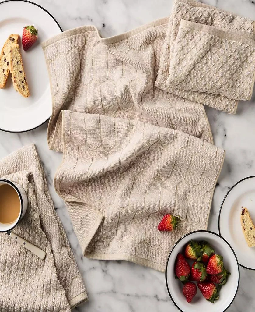Martha Stewart Honeycomb Chambray Textured Cotton Kitchen Towel Set, 16" x 28" 3