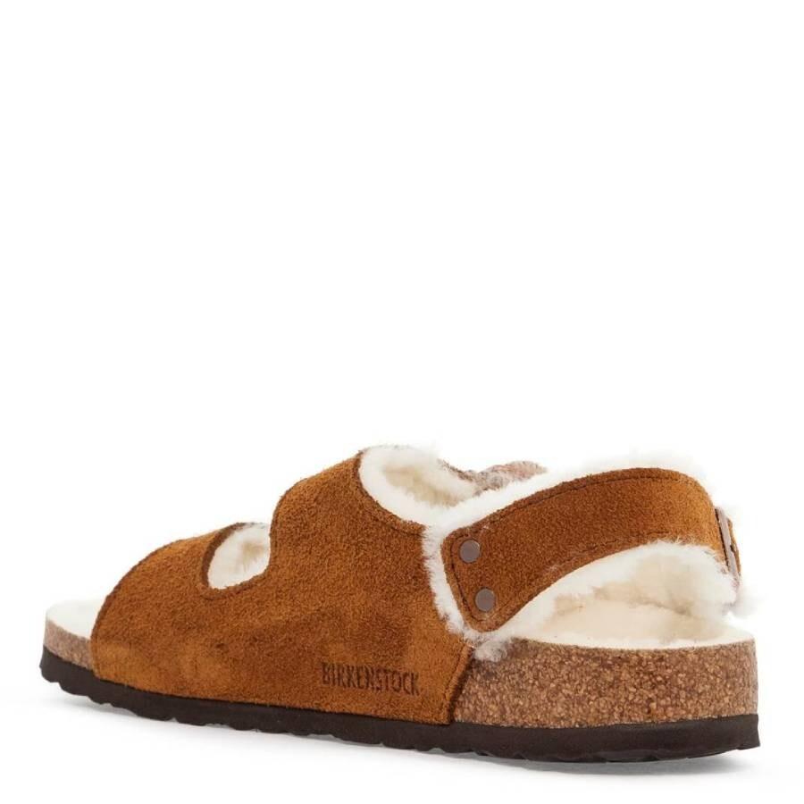 Birkenstock Ladies Mink Milano Suede Shearling Sandals