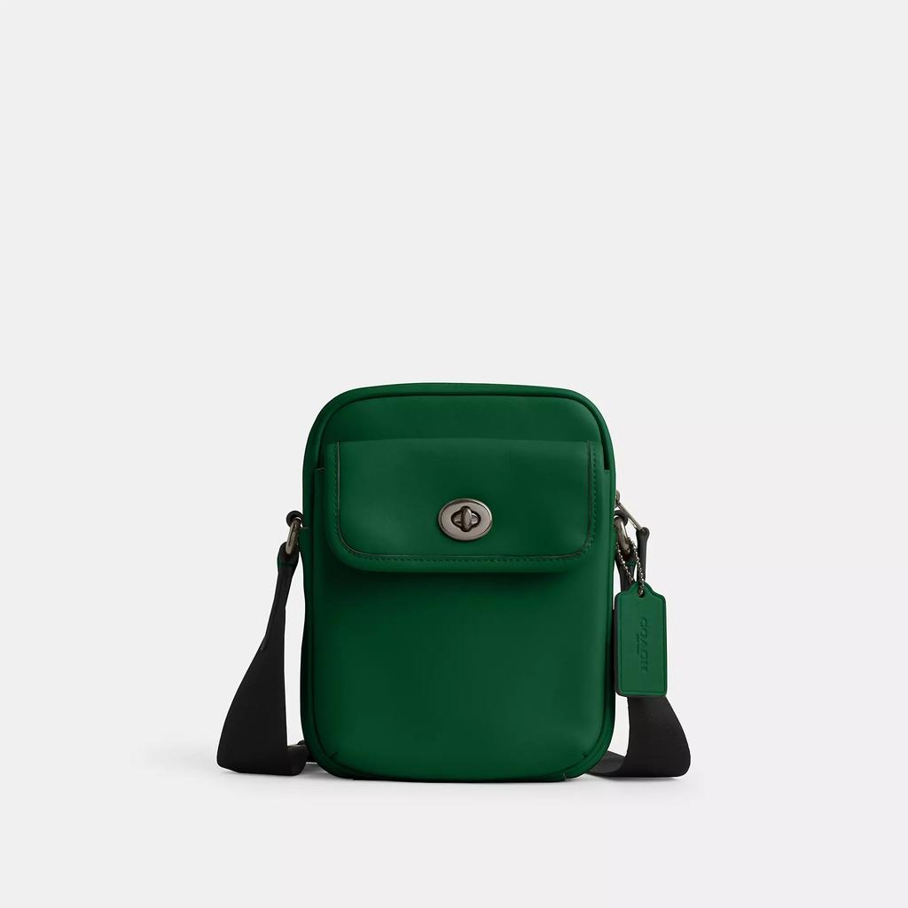 COACH shoulderbag green turnlock nubuck