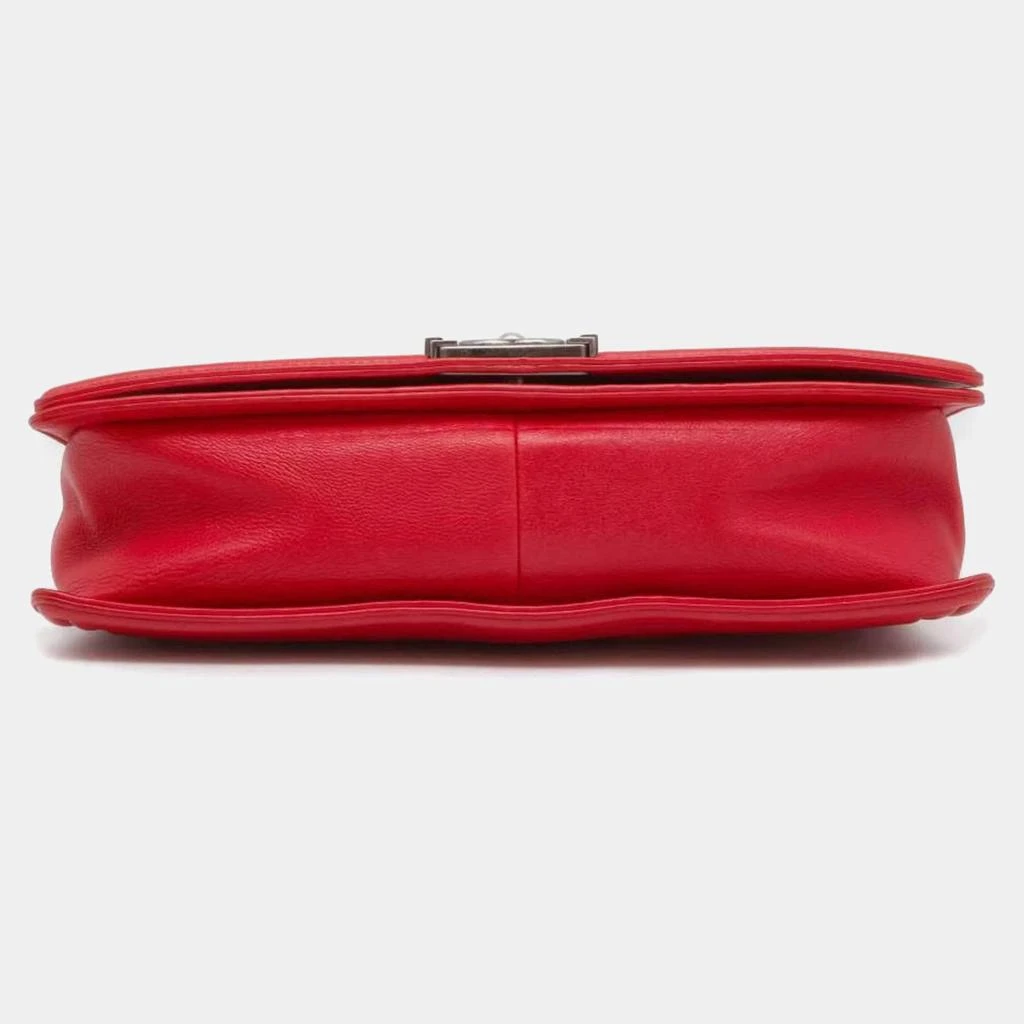 Chanel Chanel Red Leather Large Boy Shoulder Bag 6