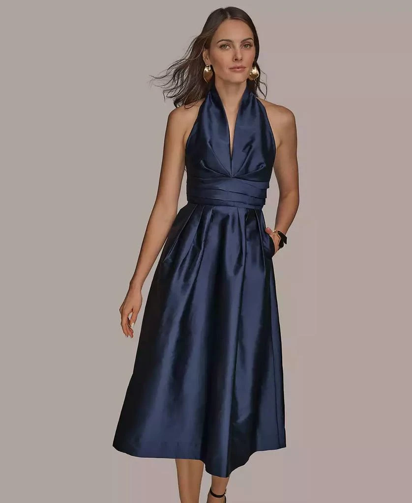 Donna Karan Women's A-Line Halter Midi Dress 4