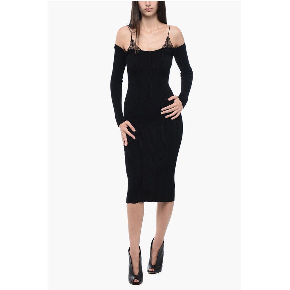 BLUMARINE Ribbed Off-the-shoulder Dress with Lace Women's Detail