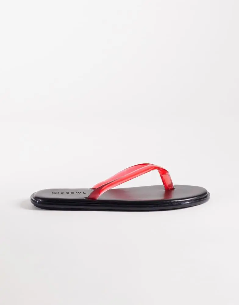 SEQWL Wide Fit SEQWL Wide Fit jelly flip flops in black with red strap