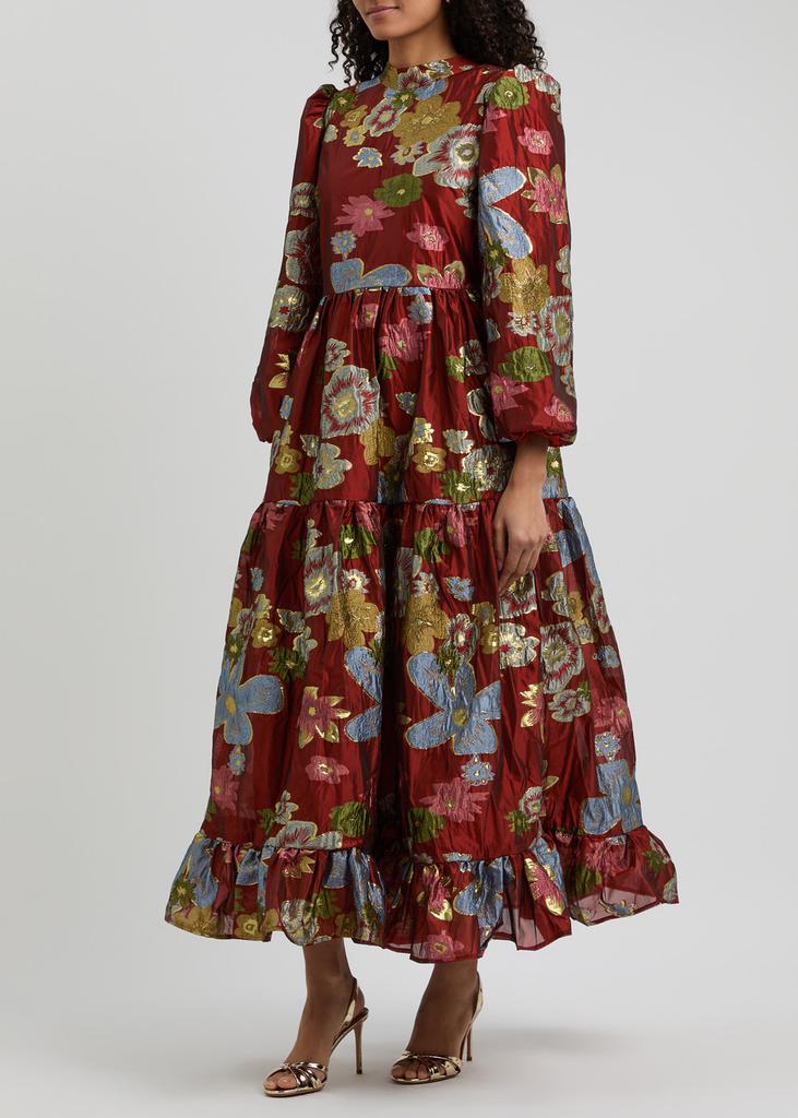 Sister Jane Ruby floral brocade maxi dress