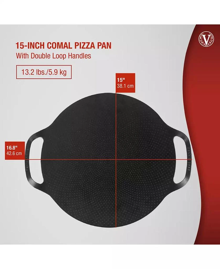 Victoria 15-Inch Cast Iron Preseasoned Comal Pizza Pan with 2 Side Handles 6