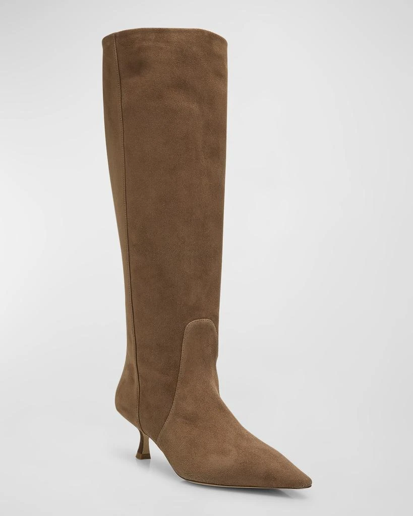 Stuart Weitzman Naomi Suede Kitten Tall Boots 4