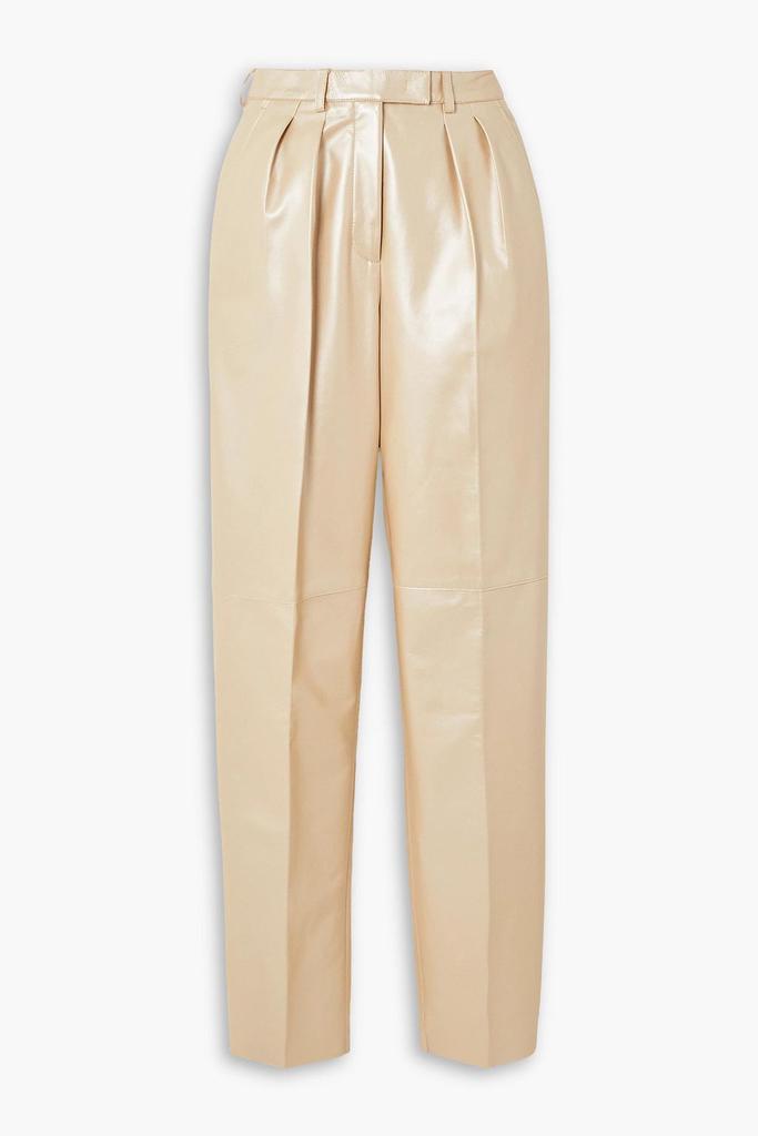 Akris Fidelia pleated glossed-leather tapered pants