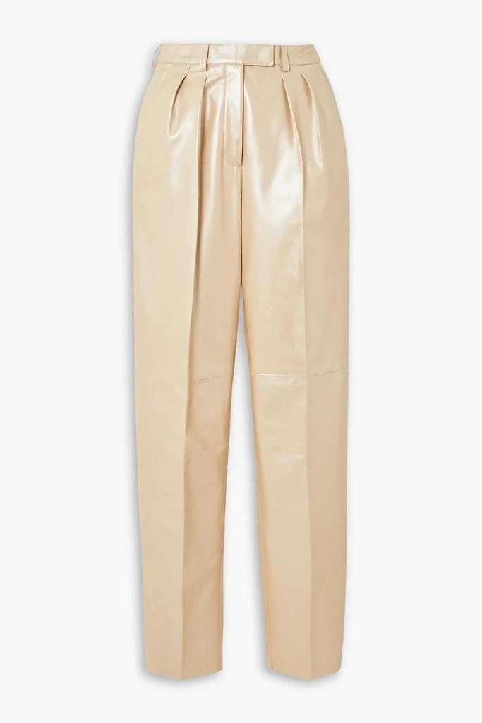 Akris Fidelia pleated glossed-leather tapered pants 1