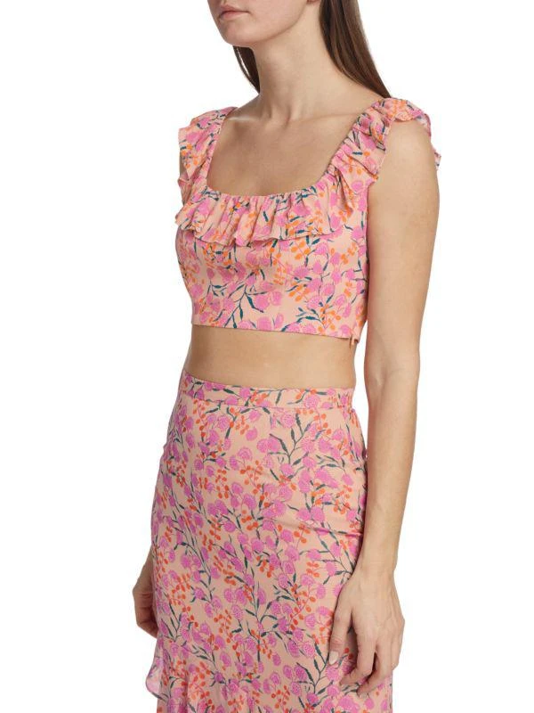 Saloni Trish Floral Crepe Ruffled Crop Top 3