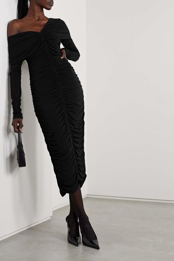 A.L.C. Marie off-the-shoulder ruched stretch-jersey midi dress