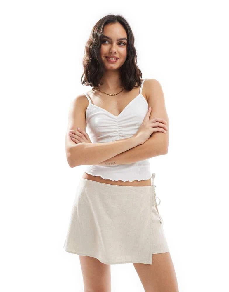 HOLLISTER Hollister linen wrap skort in oatmeal 1