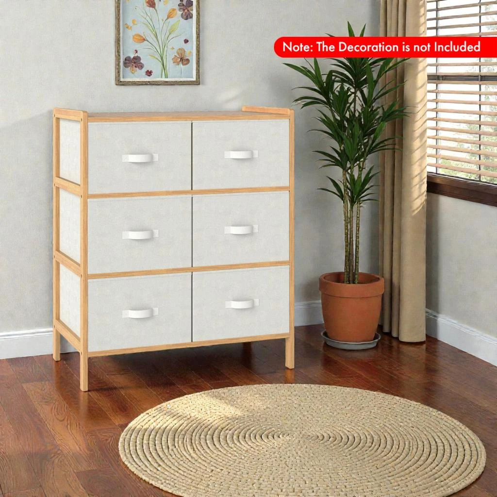 Hivvago Fabric Storage Chest with Six Folding Bins for Home Organization 2