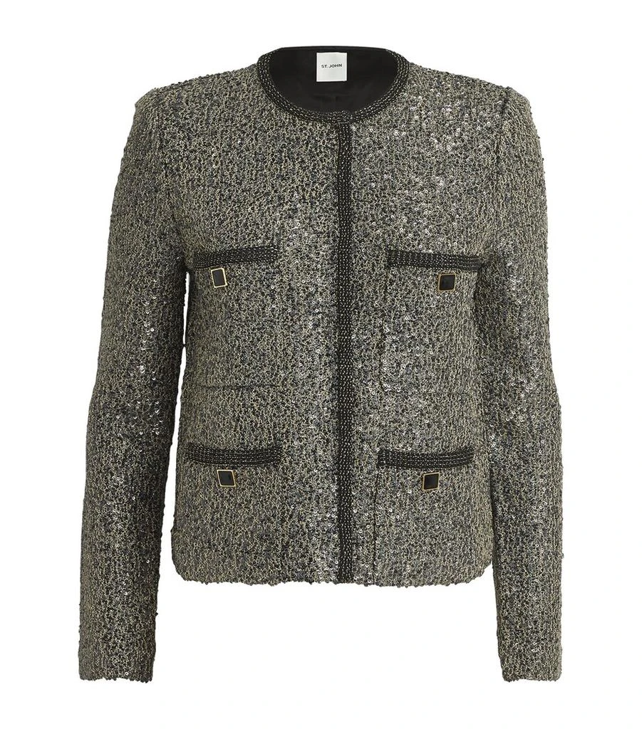 St. John Tweed Embellished Cropped Blazer 1