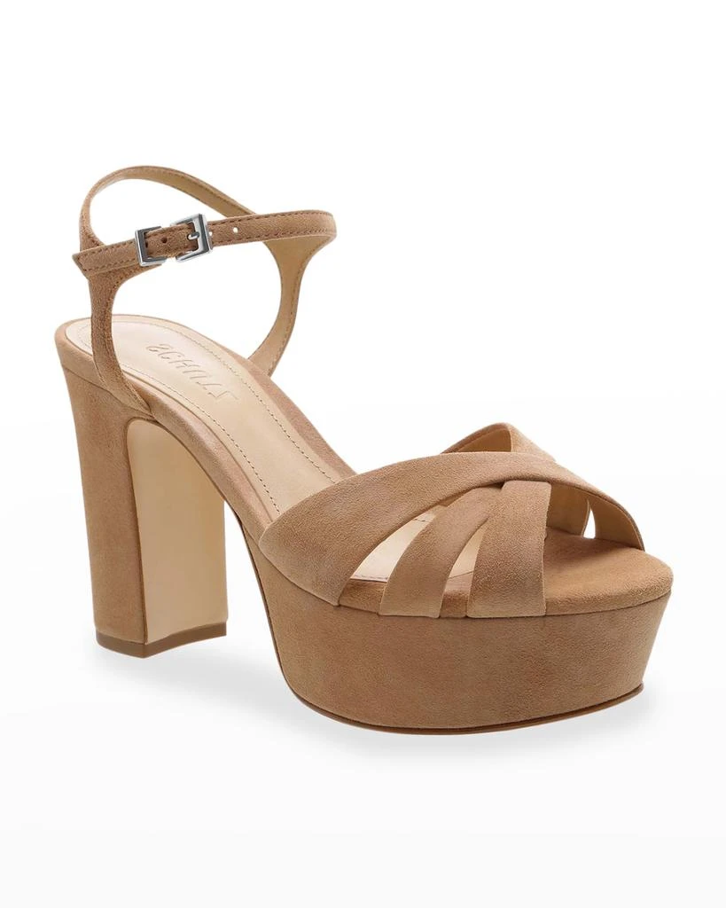 Schutz Keefa Nubuck Ankle-Strap Platform Sandals 2