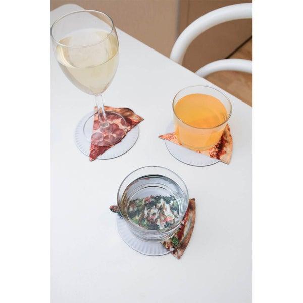 Kikkerland Pizza Coaster Set