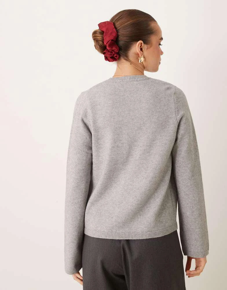 GINA TRICOT Gina Tricot knitted cardigan with one button detail in grey melange 3