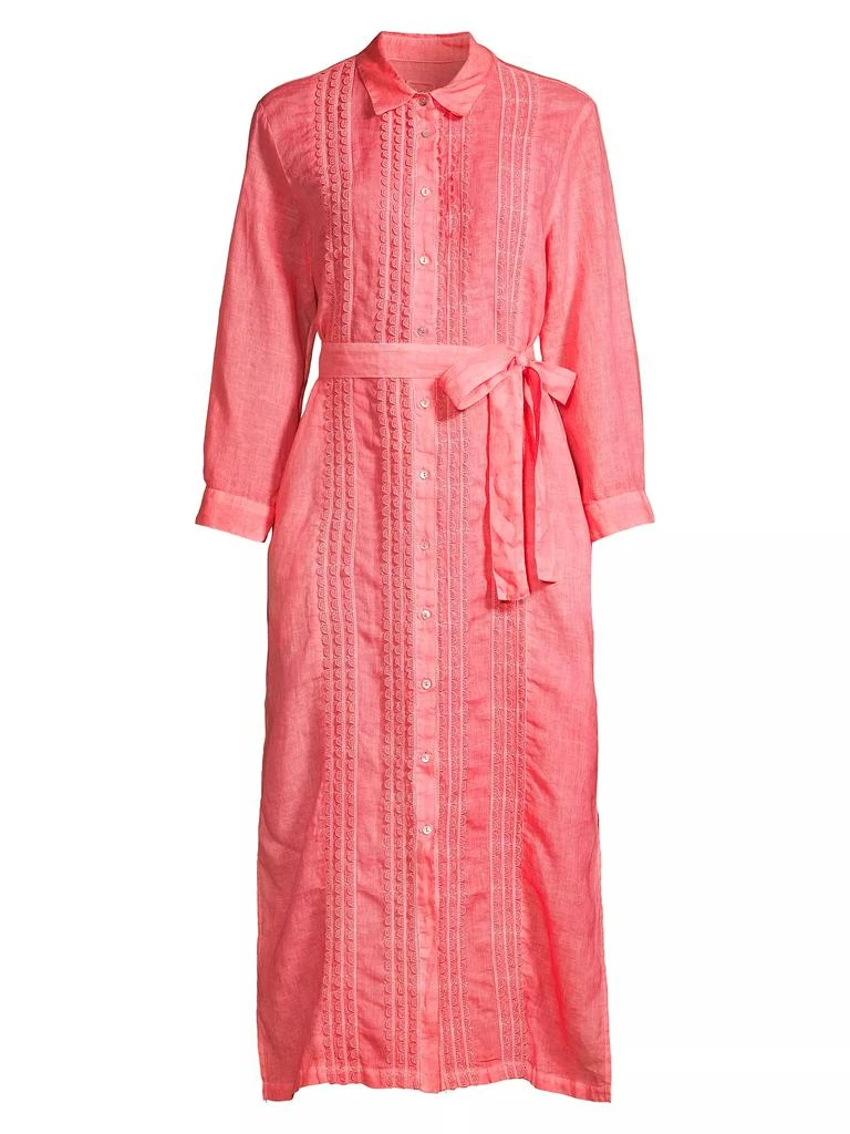 120% Lino Scallop-Trimmed Linen Midi-Shirtdress 1