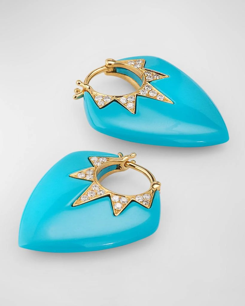 Sorellina 18K Yellow Gold Earrings with Turquoise and GH-SI Diamonds. 25x20mm 3