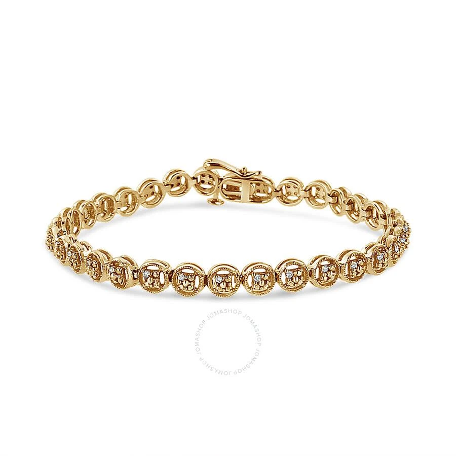Haus Of Brilliance 14K Yellow Gold Plated .925 Sterling Silver 1/10 Cttw Diamond Open Circle Wheel Link 7" Tennis Bracelet