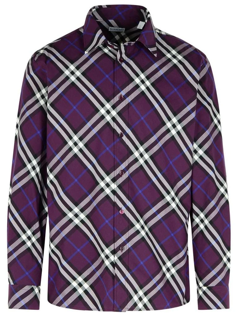 Burberry Burberry 'Check' Purple Cotton Shirt 1