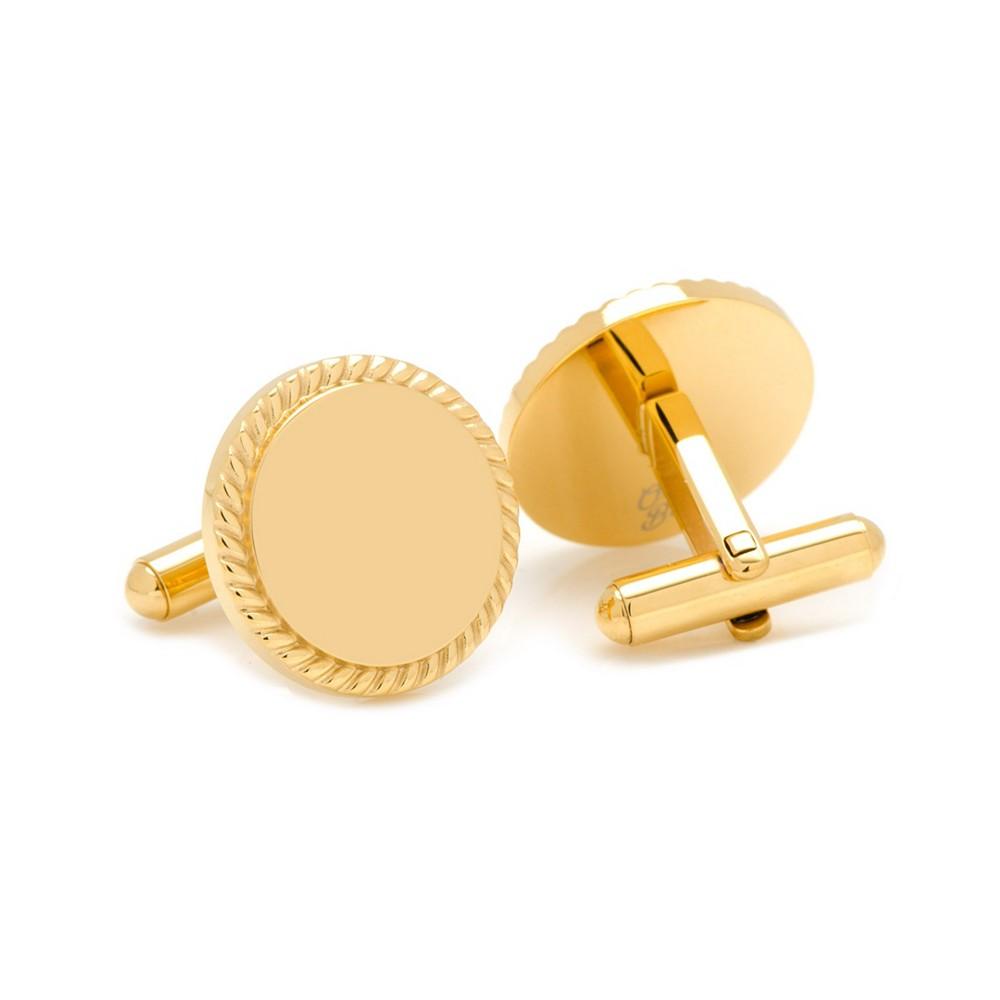Cufflinks Inc. Ox and Bull Trading Co. Rope Border Round Engravable Cufflinks