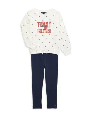 Tommy Hilfiger Little Girl’s 2-PIece Floral Logo Sweatshirt & Leggings Set 1