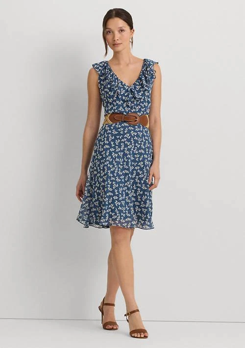 Ralph Lauren Ralph Lauren Floral Ruffle Trim Georgette Dress 1