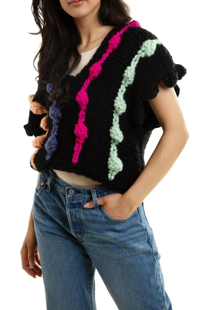 SAACHI V-Neck Colorful Chunky Knit Sweater 1