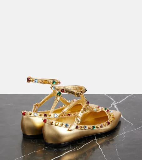Valentino Rockstud metallic leather ballet flats 2