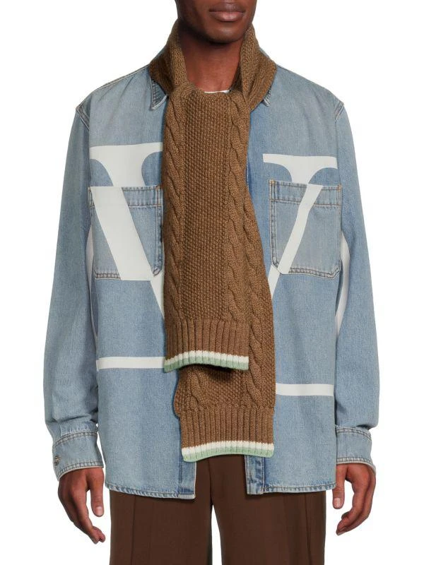 Valentino Cable Knit Wool & Cashmere Scarf 1