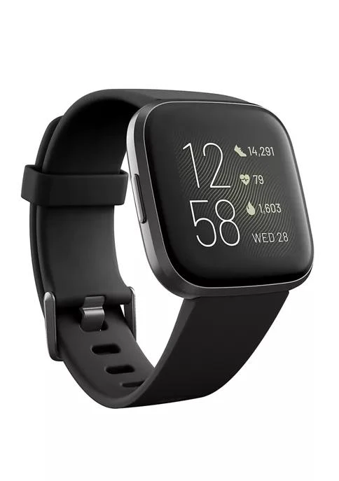 Fitbit® Versa 2 Black Elastomer Strap Touchscreen Smartwatch 1