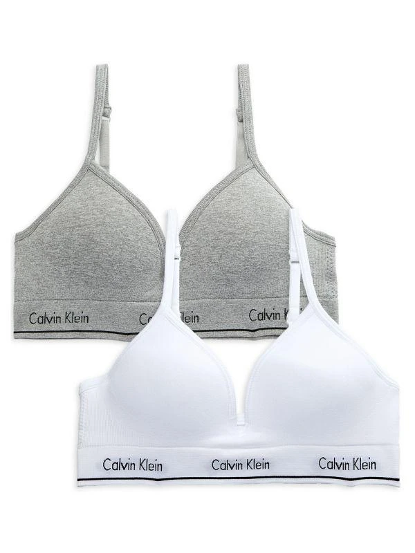 Calvin Klein Girl's 2-Piece Logo Bralette Set 1